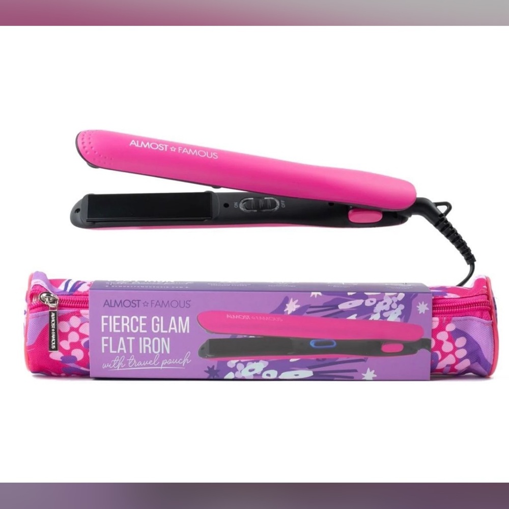 Nwt Almost Famous Fierce Glam Pink Flat Iron with travel pouch nwt